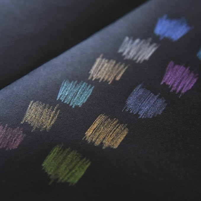 qianshan Metallic Colored Pencils 12 Colors - Non-toxic Black Wood Colored Pencils Pre-sharpened Wooden Sketching Pencils Set for Adults Coloring Book, Art Drawing, Black Paper, No Duplicates