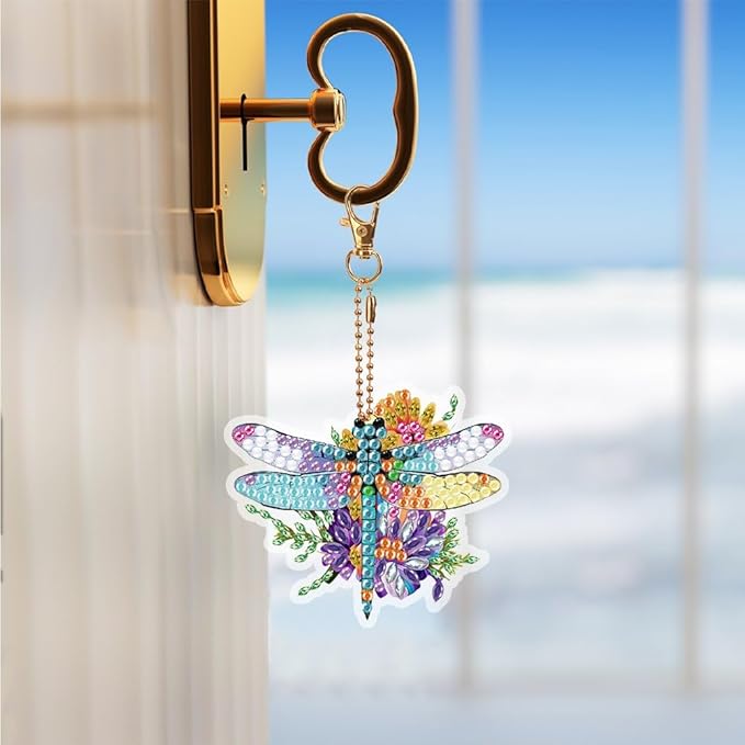 Diamond Painting Keychains Kits, Double Sided Diamond Art Keyrings for Adults, DIY Art Key Rings Ornaments Kits