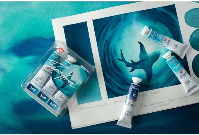 White Nights Extra Fine Artists Grade Professional Watercolor Set 3 * 10ml Tubes Granulating Colors by Nevskaya Palitra (Depth)