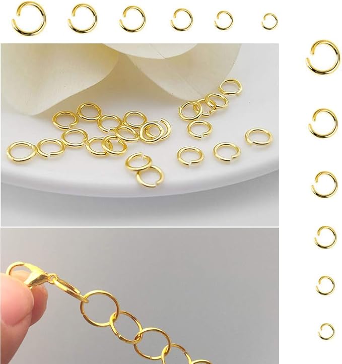 EuTengHao 1504Pcs Gold Open Jump Ring and Lobster Clasps Kit - Jewelry Making Repair Supplies with Pliers and Tweezers
