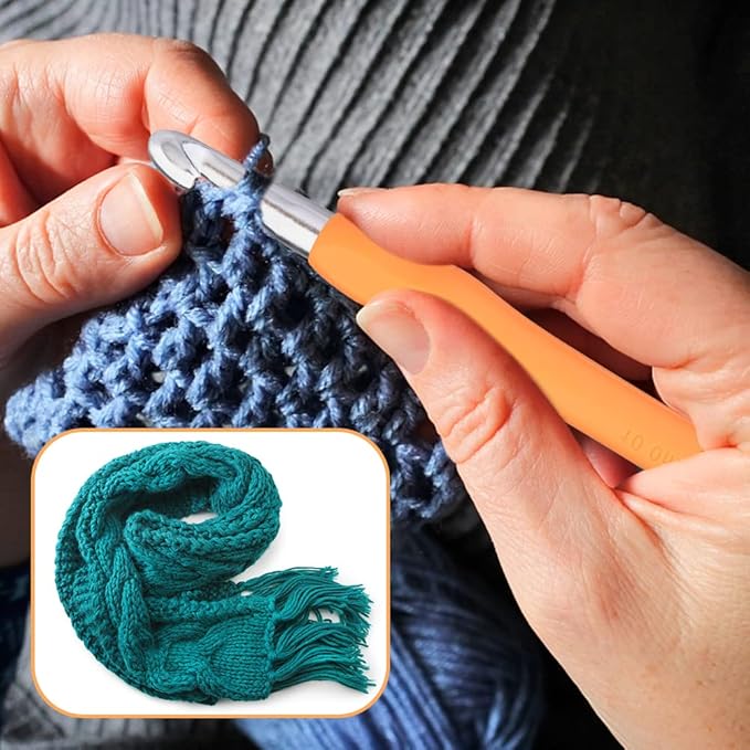 10 mm Crochet Hook, Ergonomic Handle for Arthritic Hands, Extra Long Knitting Needles for Beginners and Crocheting Yarn (10 mm)