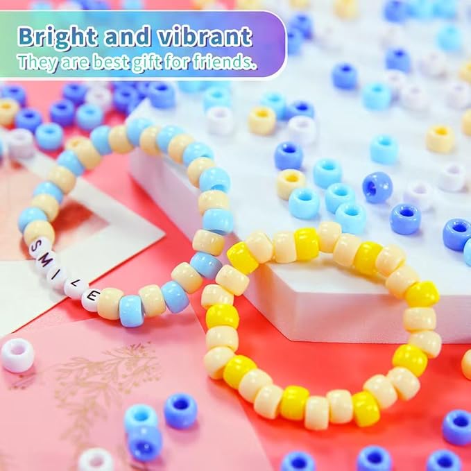iooleem pony beads(8000pcs macaron candy), beading supplies, friendship bracelets making, king size