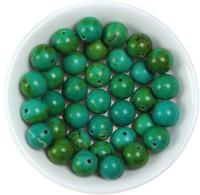 8mm Natural Turquoise Gemstone Round Loose Beads Crystal Stone Bracelet Necklace Accessories Crafts for Jewelry Making DIY,1 Strand 15"