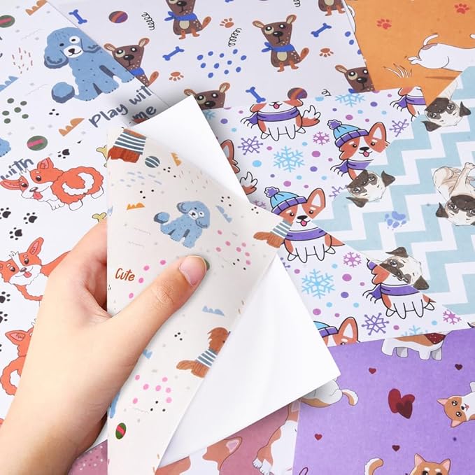 6x6” 160gsm cardstock Single Sided Scrapbooking 24 Papers Pad vintage decoupage scrapbook kit patterned paper junk journal supplies journaling supply scrap paper crafting Dog