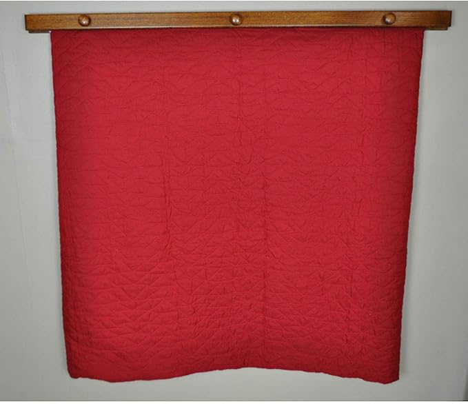 RRD Amish Made Wooden Quilt Rack Wall Mount - Rustic Tapestry Hangers for Rugs, Tapestries & Quilts - Cherry Wood, Cherry Stain, 54' Long