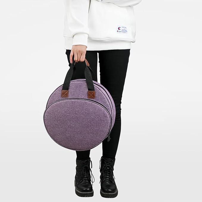 OTRIEK Shinyzone Cross Stitch Storage Bag Purple,Embroidery Projects Bag,Sewing Crafts Storage Tote Bag,Knitting Bags with Zipper Pockets Organiser for Embroidery Hoops,Charts and Threads