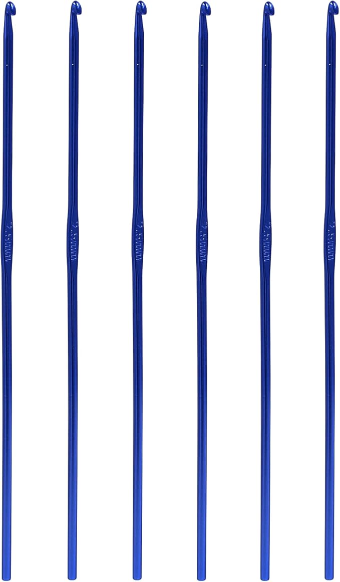 Auvotuis 6Pcs 2.5mm US Size C (Size 2) Aluminum Crochet Hook Knitting Needles for DIY Craft Yarn, Blue