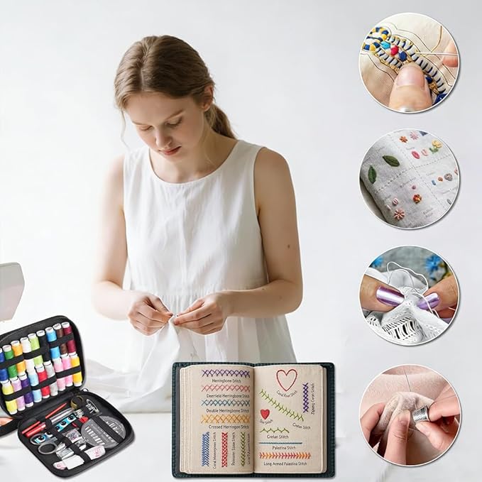 2026 New Embroidery Stitch Book Kit, All-in-One Embroidery Stitch Books and Sewing Kit, 86-Piece DIY Embroidery Stitching Book Kit with 106 Patterns, Tools and Tutorials, Suitable for beginners.