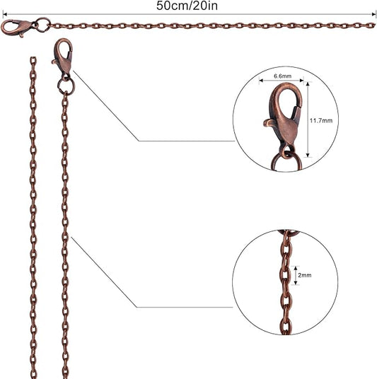 lemonkey 24 pack necklace chains bulk,red copper plated diy cable link chains for jewelry making 20 inches