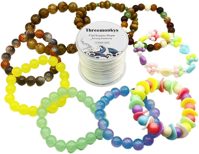 Flat Elastic Line 0.8 mm Elastic Bracelet Rope Bead Rope for String Jewelry Production and Bracelet Production (100 m)