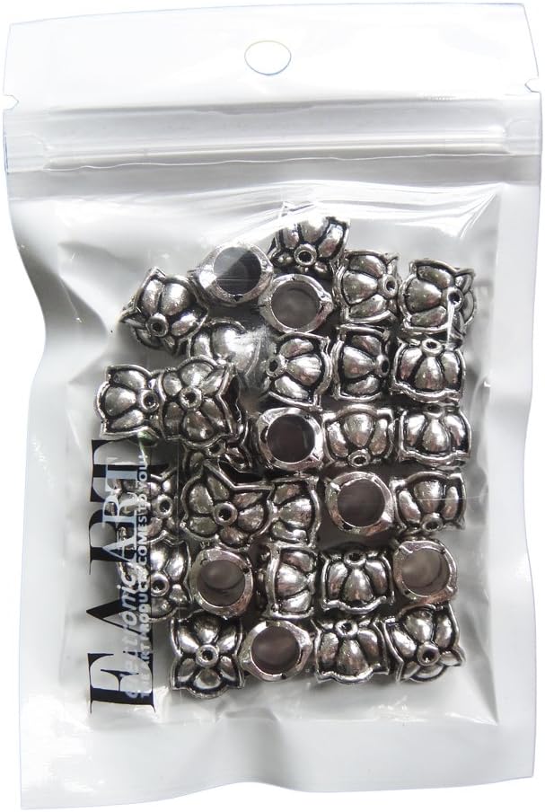 RUBYCA 50pcs Tibetan Silver Tone Spacer Beads Fit European Charms Bracelet Flower Design