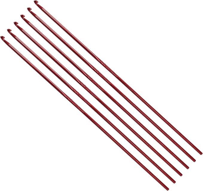 Auvotuis 6Pcs 2mm US Size B (Size 1) Aluminum Crochet Hook Knitting Needles for DIY Craft Yarn, Red