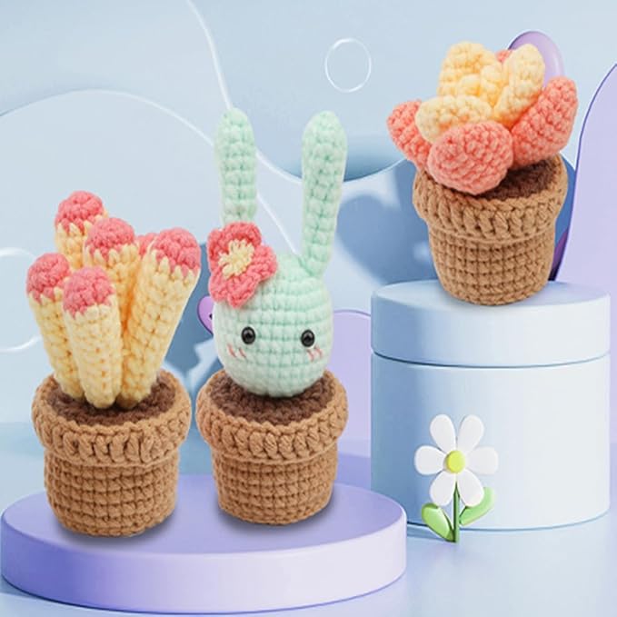Dasonwin Crochet Kit for Beginners,Crochet Cactus kit with Step-by-Step Video Tutorials,Crochet Gift for Adults