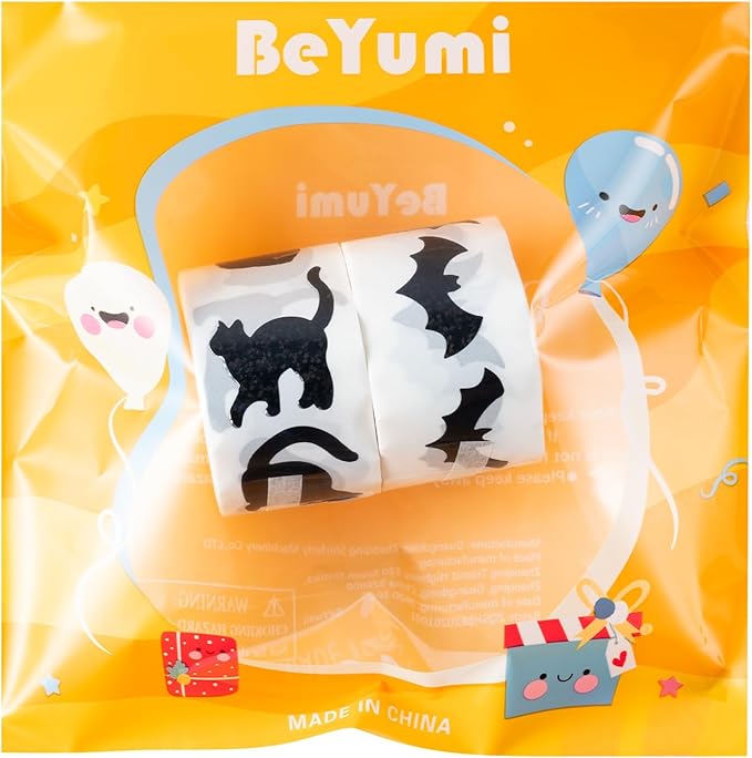 beyumi halloween bats cats sticker - 1000pcs halloween laser black bats and cats shape stickers in 2 rolls holographic sparkly waterproof adhesive decal gift party envelope scrapbook decor for kids