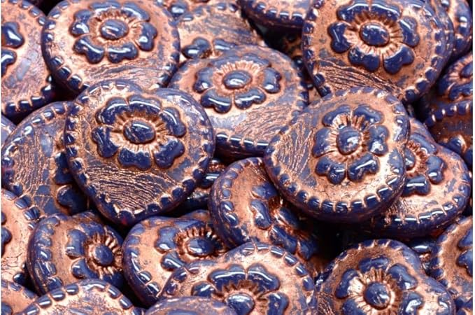 2.1oz (60 g) Mix of Unique Czech Bohemia Glass Pressed Beads, Crazy Purple Green Copper, Table Cut, Matte and Glossy, Faceted Fire Polish, Hand Made Set Kit BCV