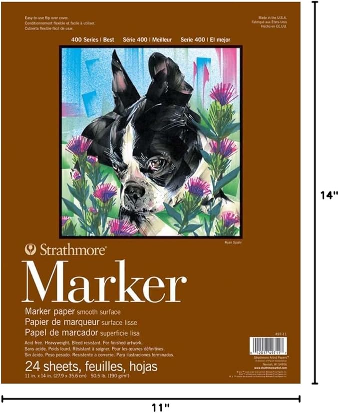 400 Series Marker Pad, 11"x14" Glue Bound, 24 Sheets per Pad