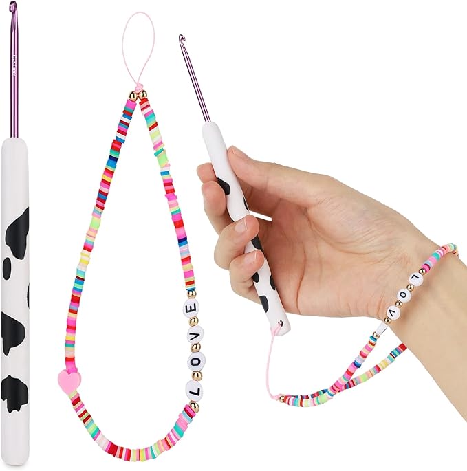 Coopay Crochet Hooks, Crochet Hook with Soft Polymer Clay Handle and Attached Bracelet - Stylish & Practical - 3.0mm (D-3)
