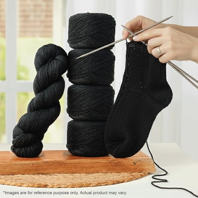 KnitPro Symfonie Fingering Weight Hand Dyed Semi-Solid Yarn Skein | Extra Fine Merino Wool & Polyamide Blend for Knitting & Crocheting, Oeko-TEX Certified 400m, 100g | Terra Black Pepper