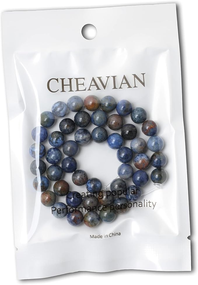 cheavian 45pcs 8mm natural sunset dumortierite gemstone beads round loose beads for jewelry making 1 strand 15"