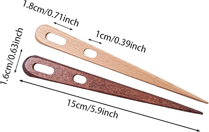 4Pcs Multipurpose Large Two-Eyed Nalbinding Needle – Tapestry Needle for Weaving, Knitting, and Crochet – Handmade Binding Tool in Beech Wood