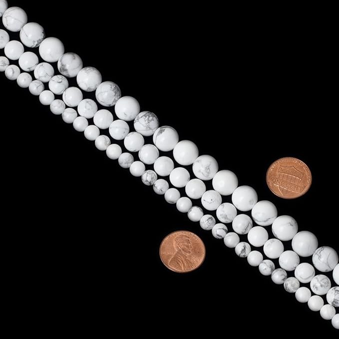 cheavian 10mm 35pcs natural white howlite gemstone round loose stone beads for jewelry making diy crafts design 1 strand 15"