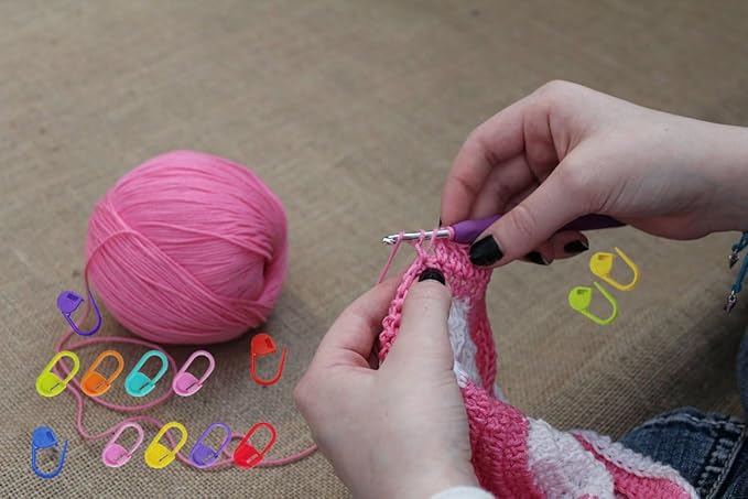 80 Pieces Jumbo Locking Stitch Markers,Larger Knitting Crochet Markers Clip Needle Safety Pins Crochet Hooks Knitting Row Stitch Counter