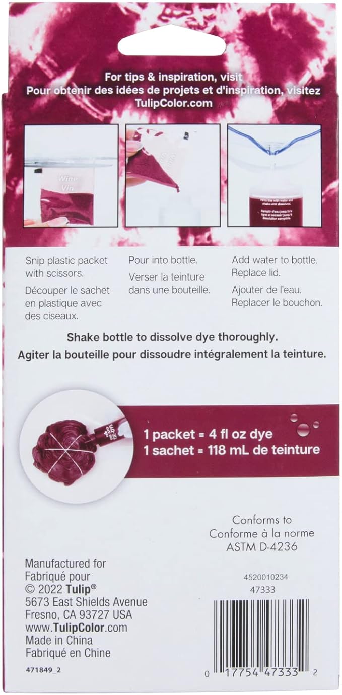 Tulip One-Step Tie-Dye Kit , 3 Fabric Dye Refill Packs, Packs, Wine