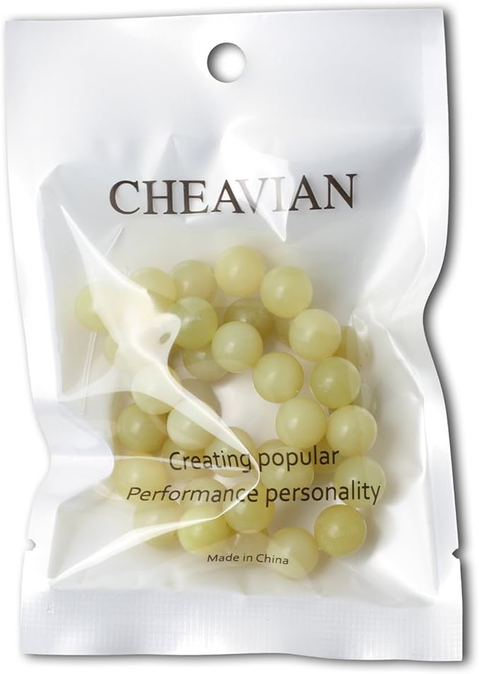 cheavian 35pcs 10mm natural yellow lemon jade gemstone round loose beads for jewelry making diy findings 1 strand 15"