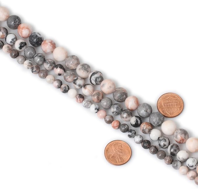 cheavian 60pcs 6mm natural pink zebra jasper round loose beads for jewelry making diy handmade 1 strand 15"