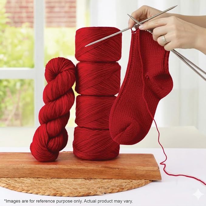 KnitPro Symfonie Fingering Weight Hand Dyed Semi-Solid Yarn Skein | Extra Fine Merino Wool & Polyamide Blend for Knitting & Crocheting, Oeko-TEX Certified 400m, 100g | Terra Red Rose