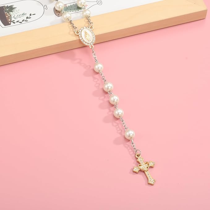 Jiali Q 20 Piece Set Rhinestone Cross Connectors and Pendants for Jewelry Making (Gold Our Lady of Grace)