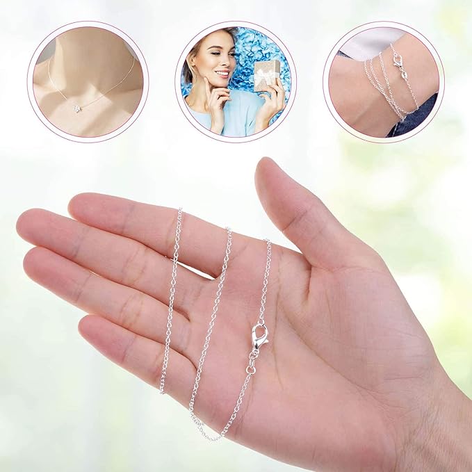 Necklace Chain for Jewelry Making, Selizo 30 Pack Chains Necklace Bulk Silver Plated Necklace Chains for Necklace Jewelry Making, 1.2 mm (22 Inches)