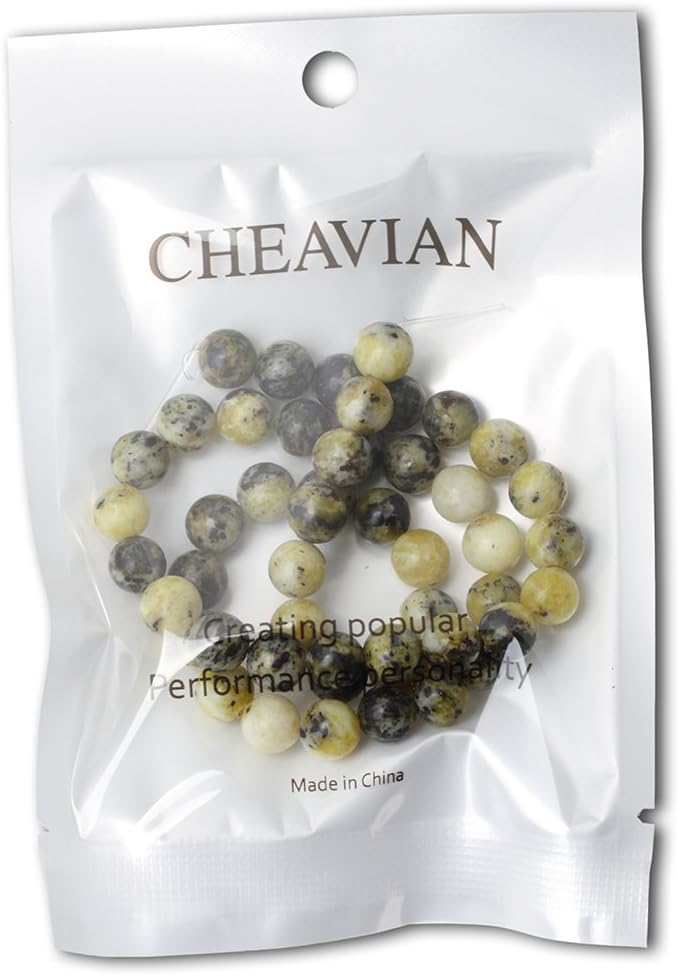 cheavian 45pcs 8mm natural yellow turquoise gemstone round loose beads stone beads for jewelry making diy materials 1 strand 15"
