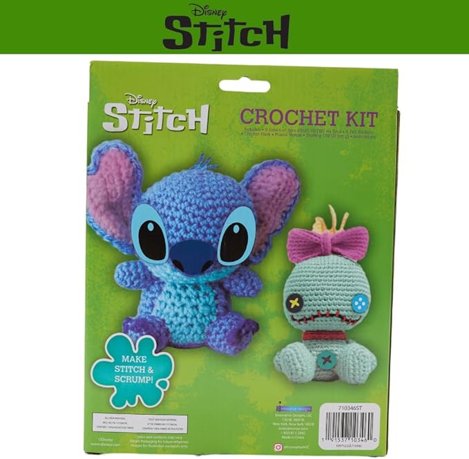 Innovative Designs Disney Lilo and Stitch Crochet Kit for Beginners, DIY Crochet Kits for Adults, Teens, Kids, Instruction Manual – Stitch and Scrump