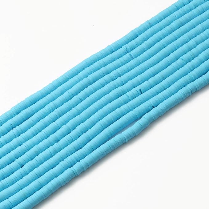 3600 pcs Blue Clay Beads for Bracelets Making, 10 Strands Flat Round Polymer Clay Beads 6mm Spacer Heishi Beads for Jewelry Making Earring Necklace