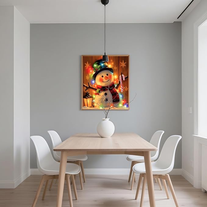 DIYDECORFUN Christmas Diamond Art Painting Kits for Adults Beginners,5D Snowman Diamond Painting Kit,DIY Full Round Drill Winter Paint with Diamond Dot Gem Art for Wall Decor Xmas Gift (14x14inch)