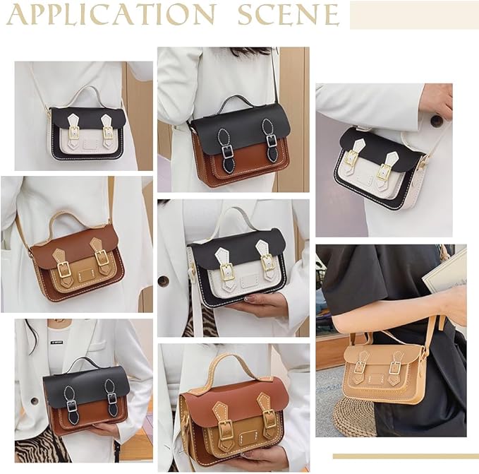 WADORN DIY Crossbody Bag Making Kits, PU Leather Shoulder Bag Sewing Set with Instruction Handmade Satchel Handbag Making Kit Purse Sewing Kit for Women Handicraft Gift, 7.1x2.8x4.7 Inch(Khaki)
