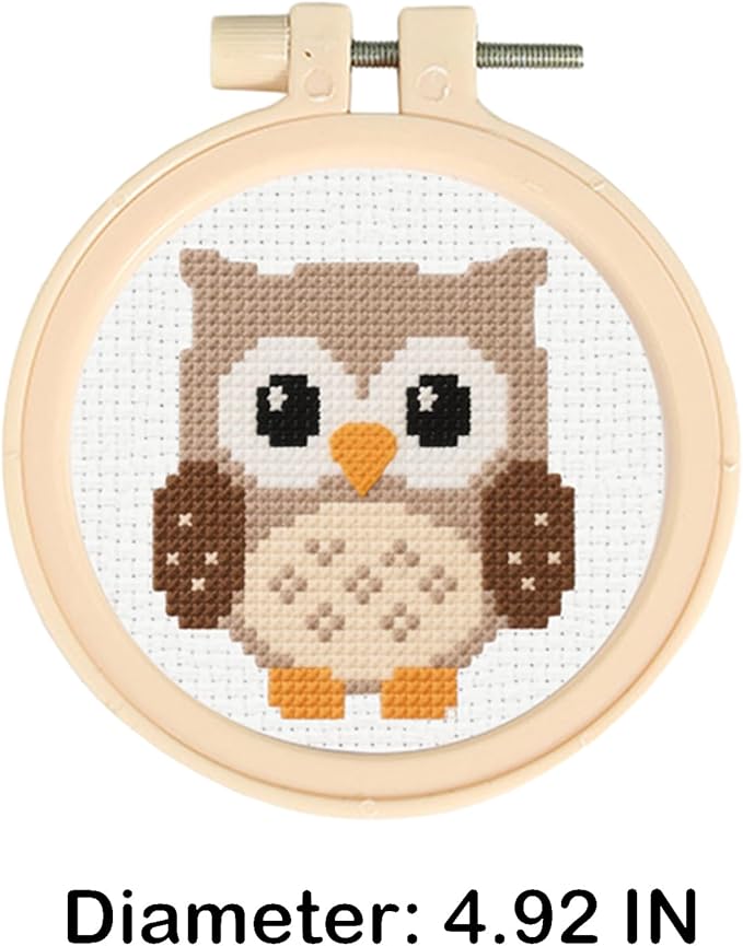 57lilina Cross Stitch Kits for Kids - 6 Set Easy Beginners Embroidery Kit for Kids, DIY Cute Pre Printed Stamped Crossstitch Needlepoint Patterns Craft for Backpack Charms, Keychains & Girls Gifts