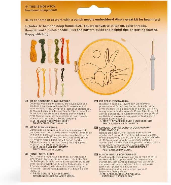 Kikkerland Punch Needle - Hare - Includes Everything Needed