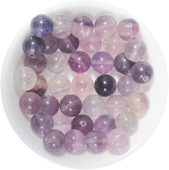 12mm Natural Purple Fluorite Gemstone Round Loose Beads Crystal Stone Bracelet Necklace Accessories Crafts for Jewelry Making DIY,1 Strand 15"