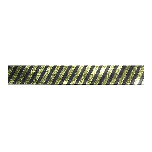 Wrapables Colorful Washi Masking Tape, Black and Metallic Gold Stripes