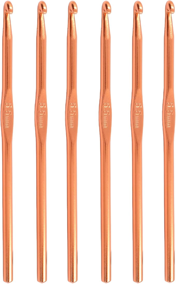 Auvotuis 6Pcs 5.5mm US Size I (Size 9) Aluminum Crochet Hook Knitting Needles for DIY Craft Yarn, Orange