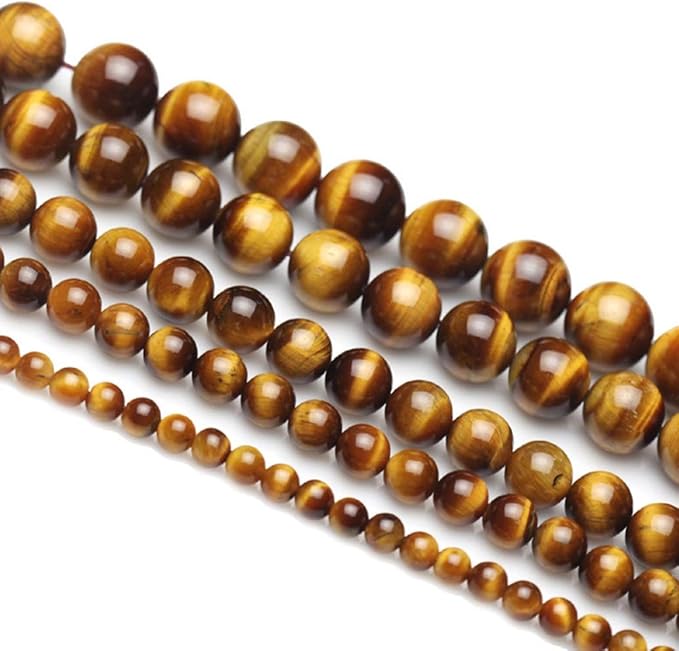Natural Stone Beads 100pcs 6mm Tiger Eye Round Genuine Real Stone Beading Loose Gemstone Hole Size 1mm DIY Smooth Beads for Bracelet Necklace Earrings Jewelry Making (Tiger Eye, 6mm)