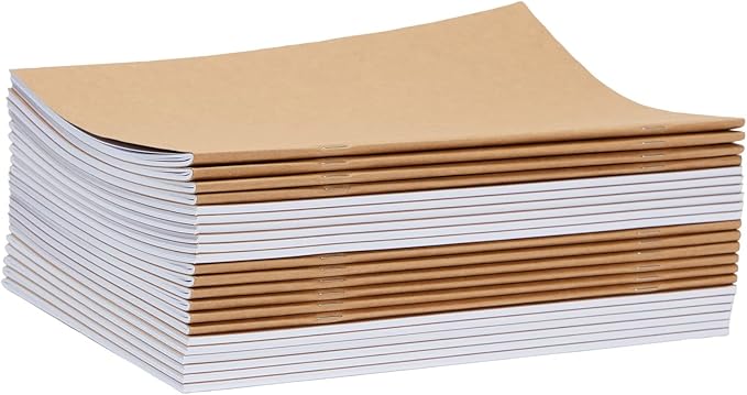 Paper Junkie Journaling Notebooks - 24 Pack, 8.5 x 11 In, Brown, Soft Cover - Blank Unlined Kraft Paper Sketchbooks & Writing Journals Bulk for Sketching & Note Taking