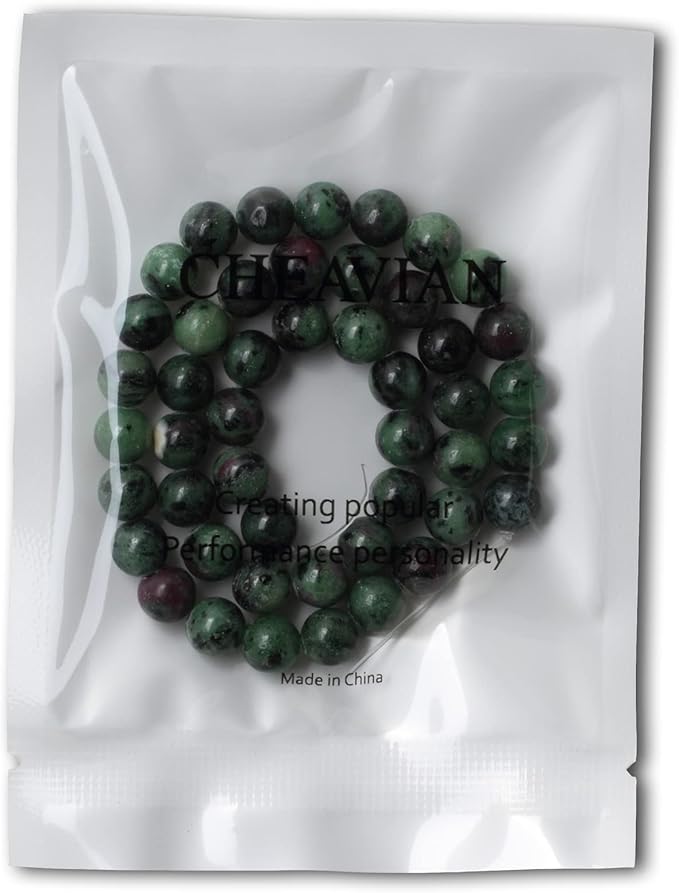 45PCS 8mm Natural Ruby Zoisite Jasper Gemstone Round Loose Beads for Jewelry Making 1 Strand 15"