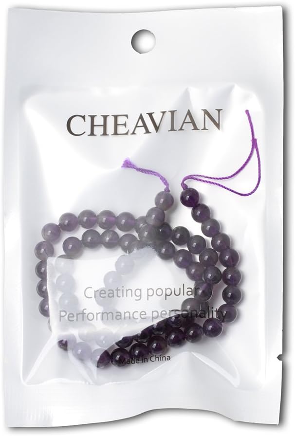 cheavian 60pcs 6mm natural amethyst gemstone round loose beads crystal energy stone healing power for jewelry making 1 strand 15"