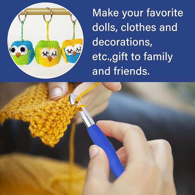 9 mm Crochet Hook, Ergonomic Handle for Arthritic Hands, Extra Long Knitting Needles for Beginners and Crocheting Yarn (9 mm)