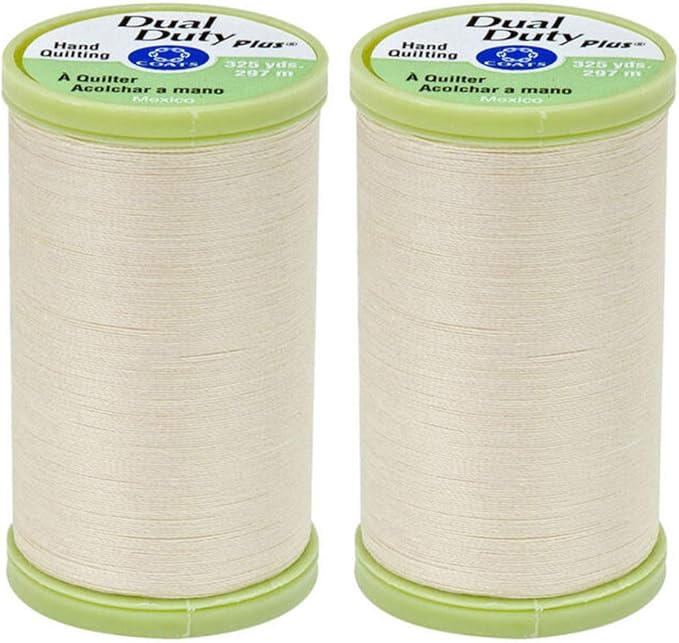 2-Pack Bundle Coats & Clark Dual Duty Plus Hand Quilting Thread 325yds Cream s960-8020