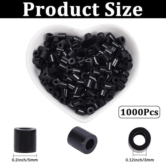 sofpalte 1000pcs black melting beads bulk 5mm iron beads black bulk with 3mm hole inventory refill pack compatible hama melting crafts for diy crafts handmade decoration birthday gifts adults