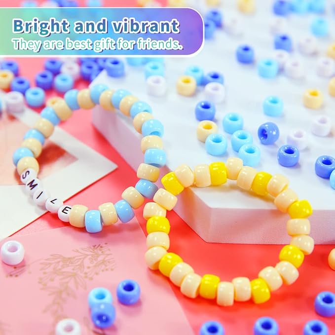 iooleem pony beads(4500pcs light green pony beads), beads for bracelets making, crafts, beading supplies, friendship bracelets making.